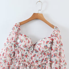 Women off Neck Large Swing Side Split Dress Summer Holiday Embroidery Floral