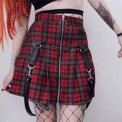 Skirt Plaid Zipper A- line Skirt Skirt