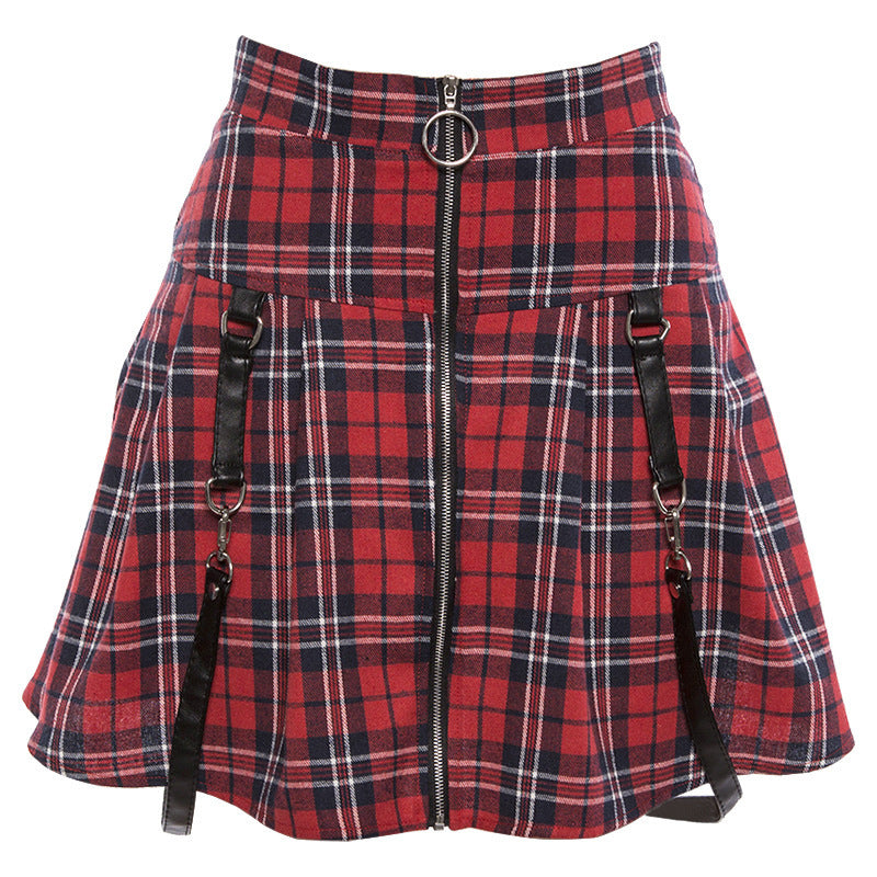 Skirt Plaid Zipper A- line Skirt Skirt
