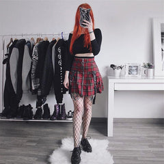Skirt Plaid Zipper A- line Skirt Skirt