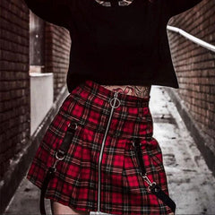 Skirt Plaid Zipper A- line Skirt Skirt