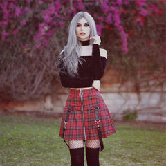 Skirt Plaid Zipper A- line Skirt Skirt
