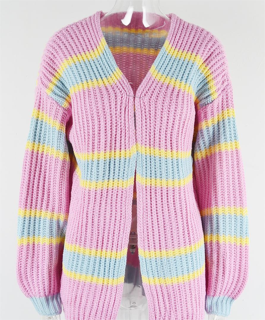 Women Clothing Autumn Winter Coat Stitching Cardigan Sweater Women