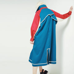 Color Matching Casual Overcoat Mid Length Sports Loose Trench Coat