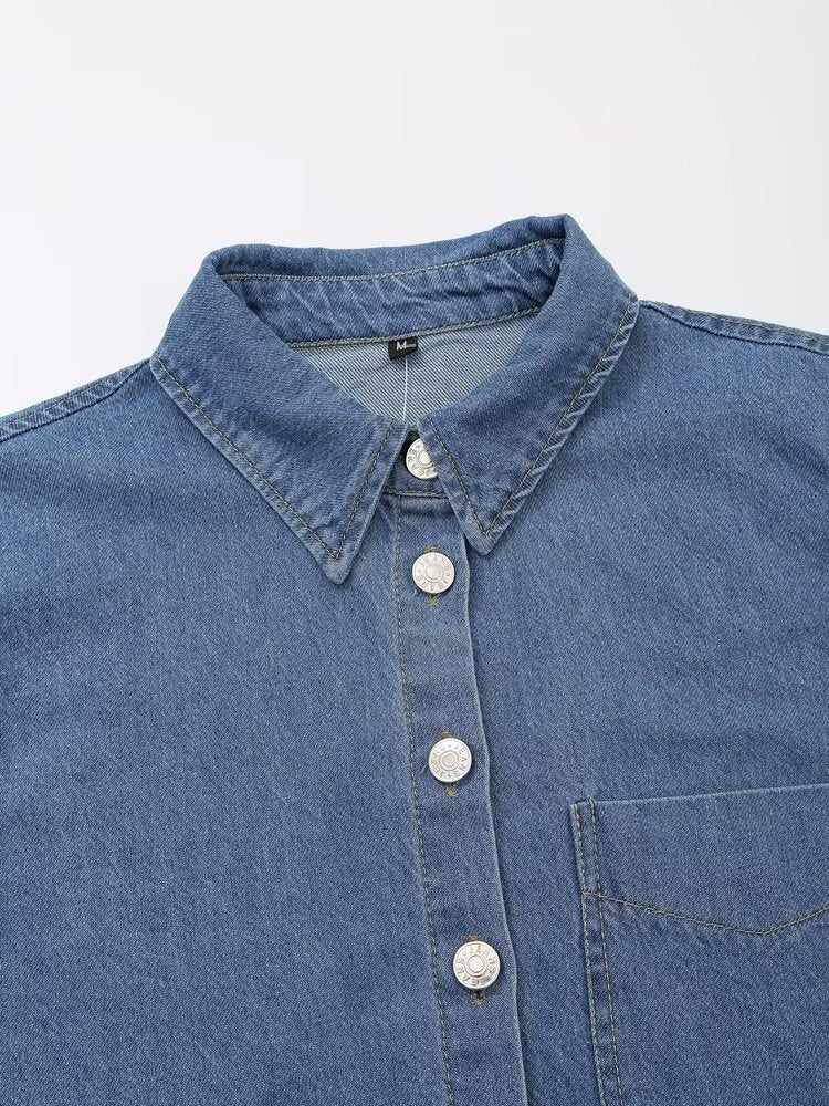 Women Denim Shirt Autumn Jeans Cotton PantSets