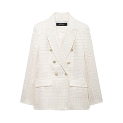 Fall Women Clothing Fashionable Simple Texture Double Breasted Blazer