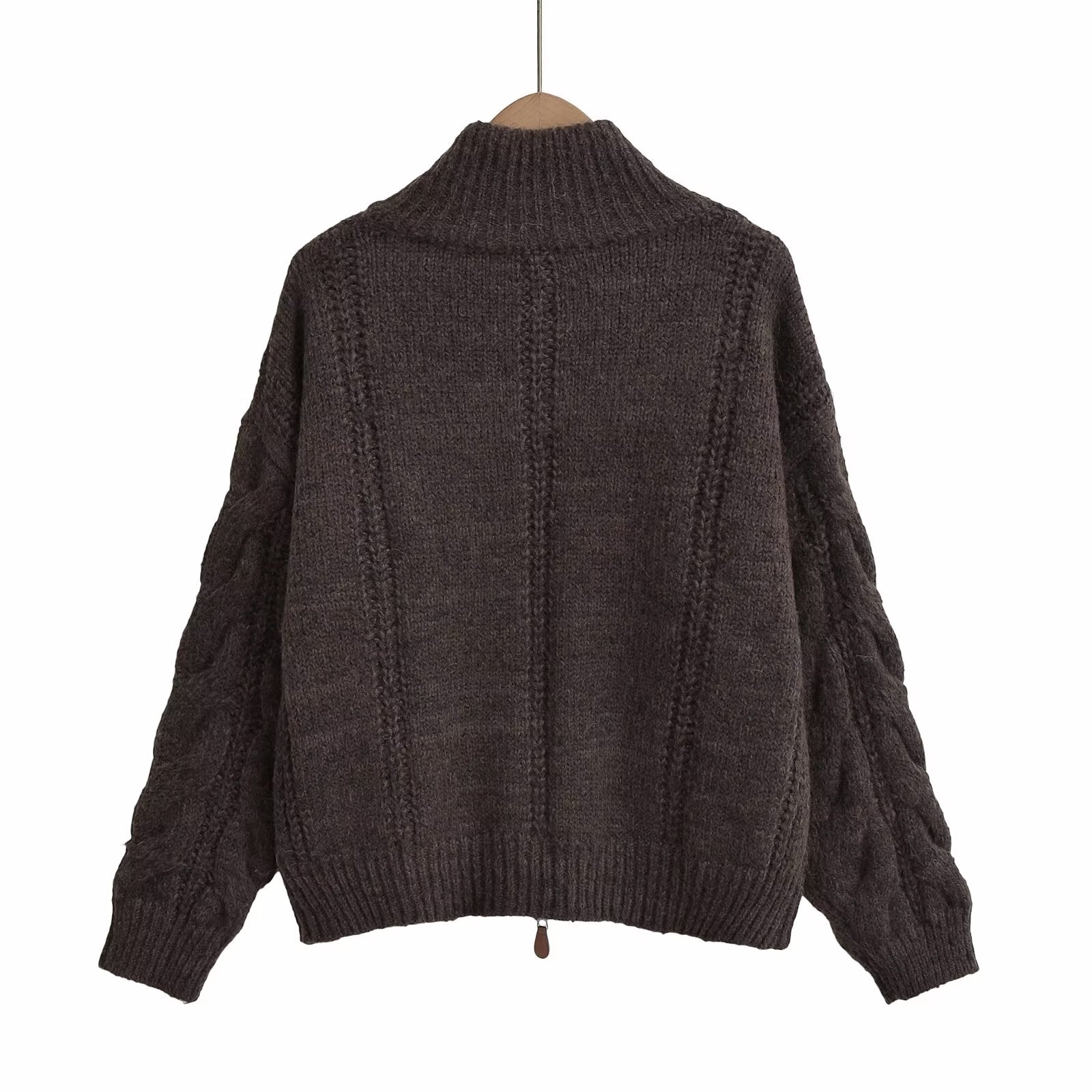 Winter Women Clothing Stylish Simple Short Soft Glutinous Twist Knitted Coat