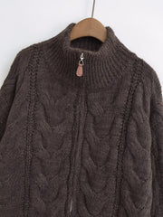 Winter Women Clothing Stylish Simple Short Soft Glutinous Twist Knitted Coat