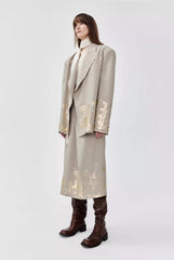 Autumn Winter Freehand Graffiti Gilding Loose Design Skirt Two Piece Sets Women