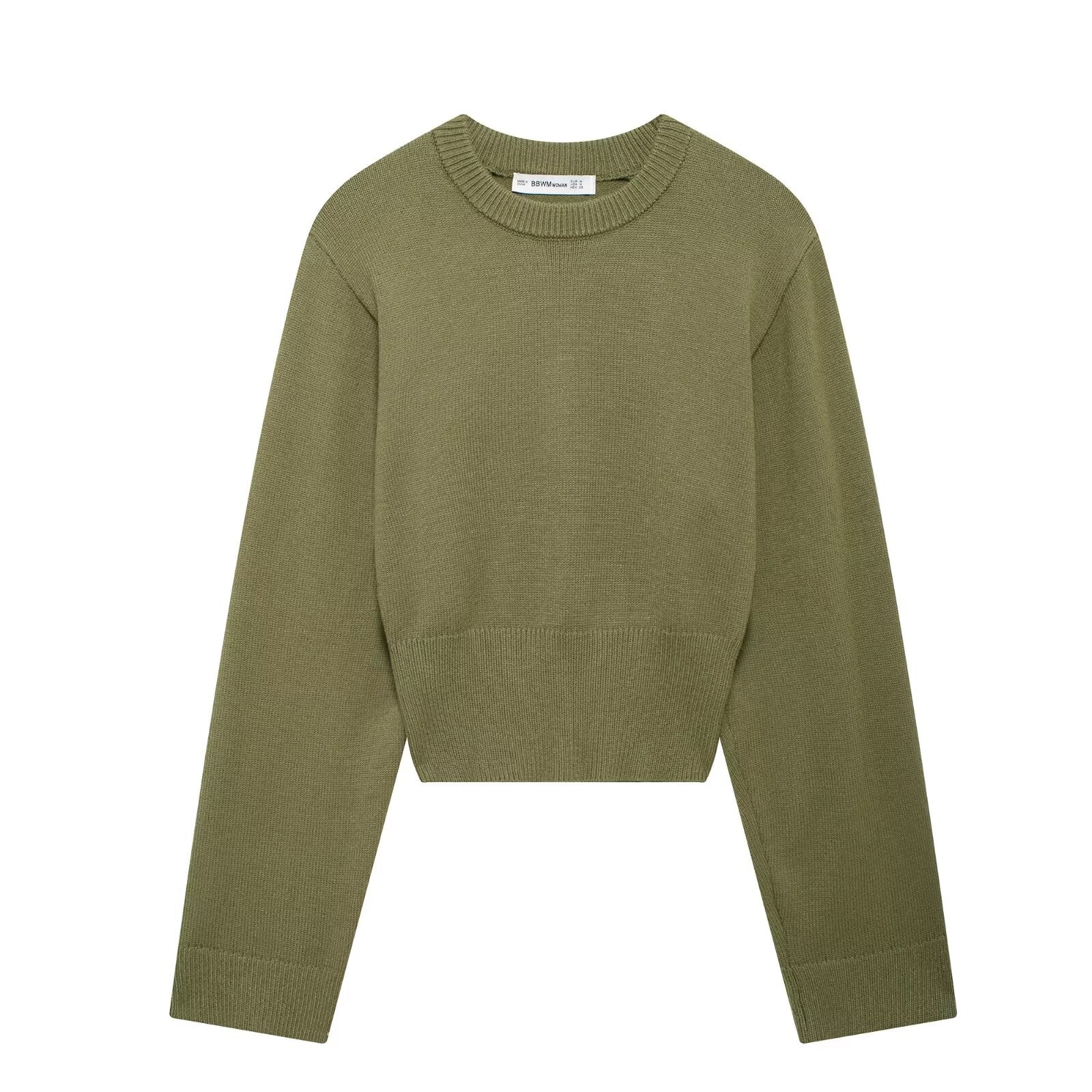 Autumn Women Clothing Fashionable Elegant Casual Wide Sleeve Plain Stitch Knitwear