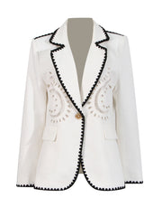French Blazer for Women Spring High Grade Hollow Out Cutout out Design Office Women Set