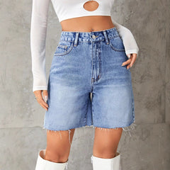 Women Clothing Casual High Waist Denim Shorts