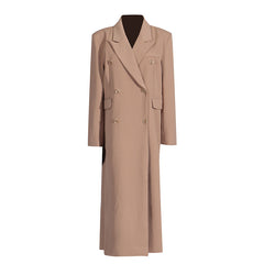 Fashionable Simple Trench Coat for Women Autumn Casual Pocket Stitching High Grade Long Coat for Women