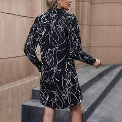 Women Clothing Printed Shirt Long Sleeved Dress for Women Early Autumn
