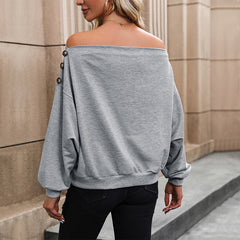 Autumn Women Clothing off Neck off Shoulder Sweatshirt Women