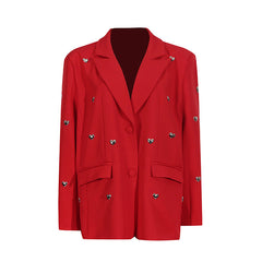 Coat Women Autumn Comfort Casual Loose Love Metal Decorative Blazer Shoulder