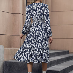 Women Wear Long Sleeved Printed Dress Autumn