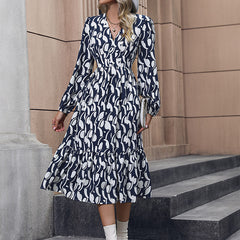 Women Wear Long Sleeved Printed Dress Autumn