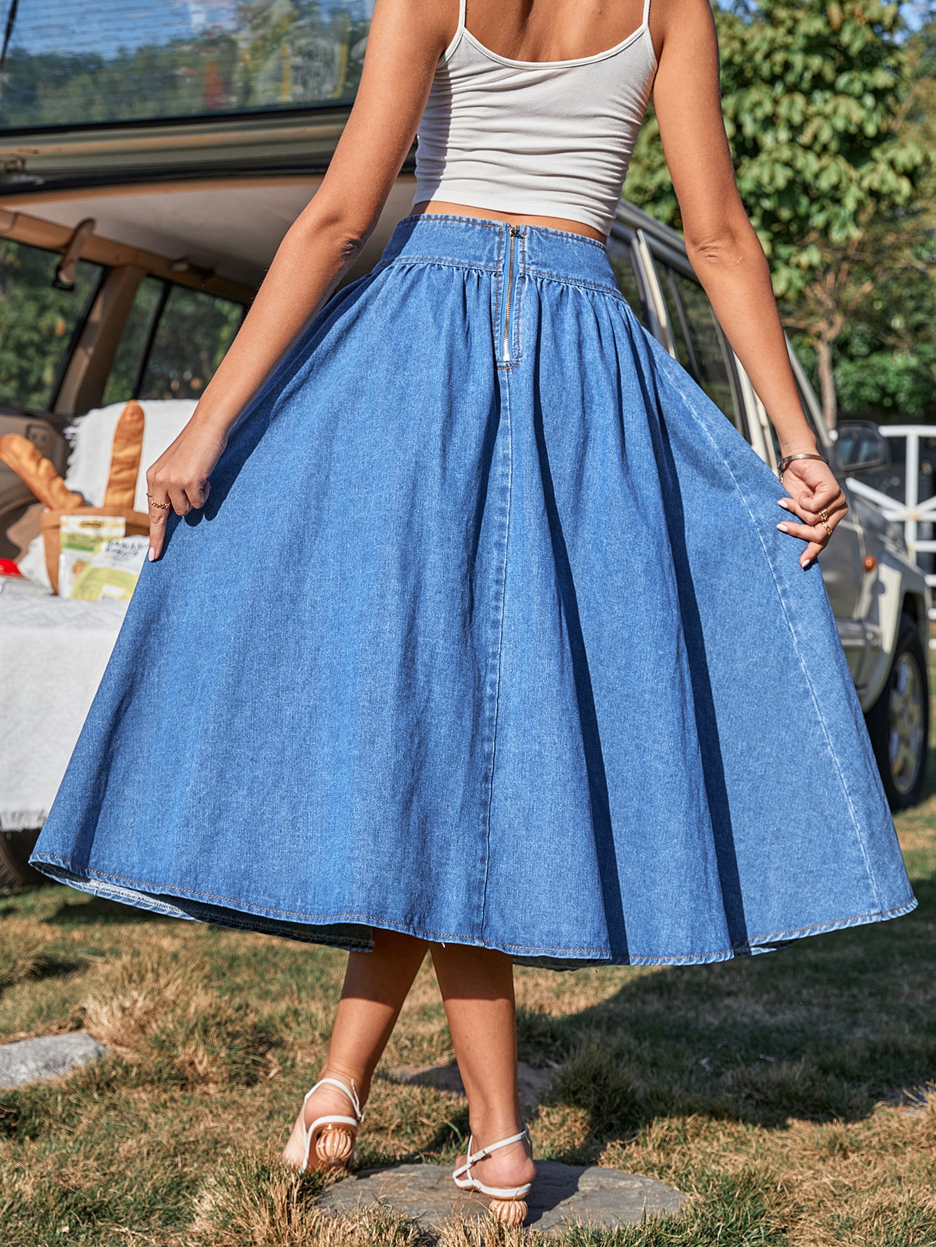 Trendy Grace A line Denim Skirt Women