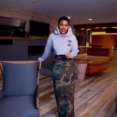 Women Clothing Spring Autumn Camouflage Back Slit Skirt