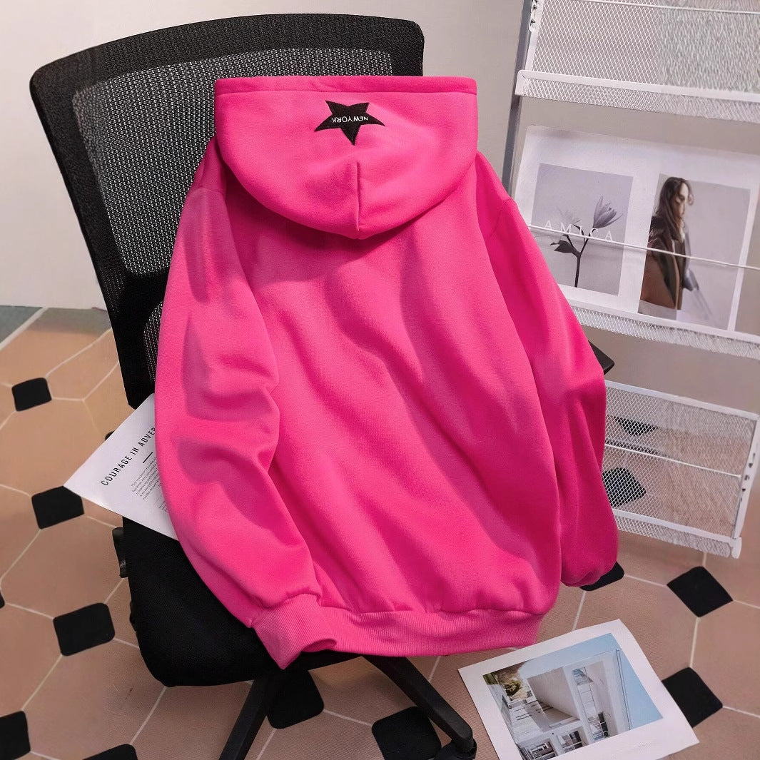 Sweatshirt Outdoor Autumn Winter Loose Long Sleeve Sweatershirt Half Zipper Ladies
